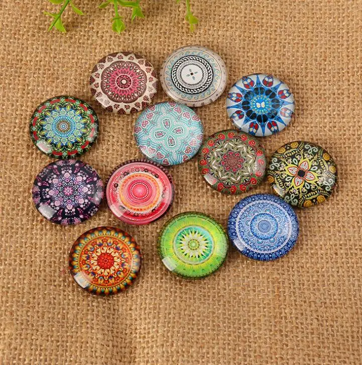 

European style self-adhesion Mixed Color Mosaic Printed Glass Oval Cabochons for decoration wall