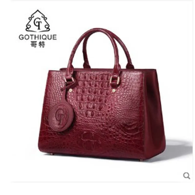 

gete 2019 new Crocodile skin lady bag large capacity fashion handbag killer bag genuine leather Thai crocodile skin big bag