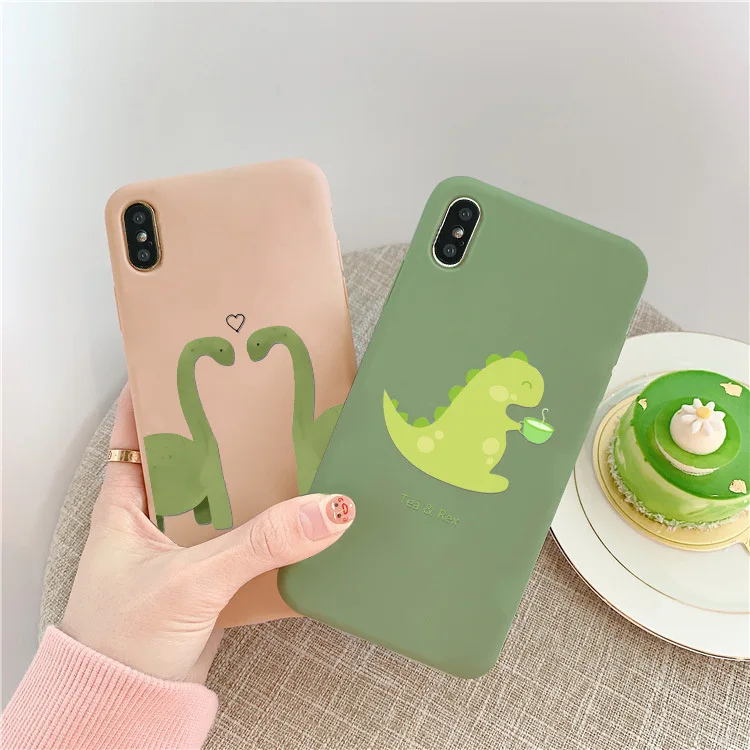 GYKZ милый динозавр пара чехлов для iPhone XS MAX XR X 7 8 6 6s Plus Мягкий силиконовый чехол