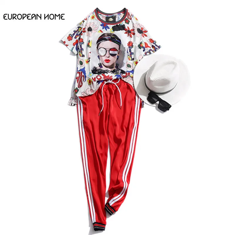2019 Streetwear Clothes Two Piece Set Women Plus Size Pullover Print Short Sleeve Tops Drawstring Nine Points Pants Women Set
2019 Streetwear Clothes Two Piece Set Women Plus Size Pullover Print Short Sleeve Tops Drawstring Nine Points Pants Women Set
