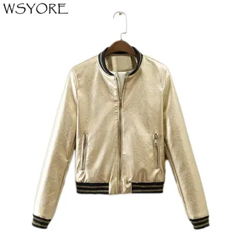 WSYORE Casual PU Jacket Women 2019 New Spring and Autumn Gold and Silver Color Bomeber Jackets Female Outwear Coat NS353
WSYORE Casual PU Jacket Women 2019 New Spring and Autumn Gold and Silver Color Bomeber Jackets Female Outwear Coat NS353