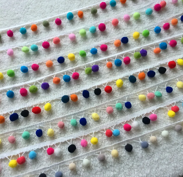 5yards/lot Pompom Trim Pom Pom Lace Decoration Tassel Ball Fringe Ribbon DIY Material Apparel Sewing Accessories
5yards/lot Pompom Trim Pom Pom Lace Decoration Tassel Ball Fringe Ribbon DIY Material Apparel Sewing Accessories