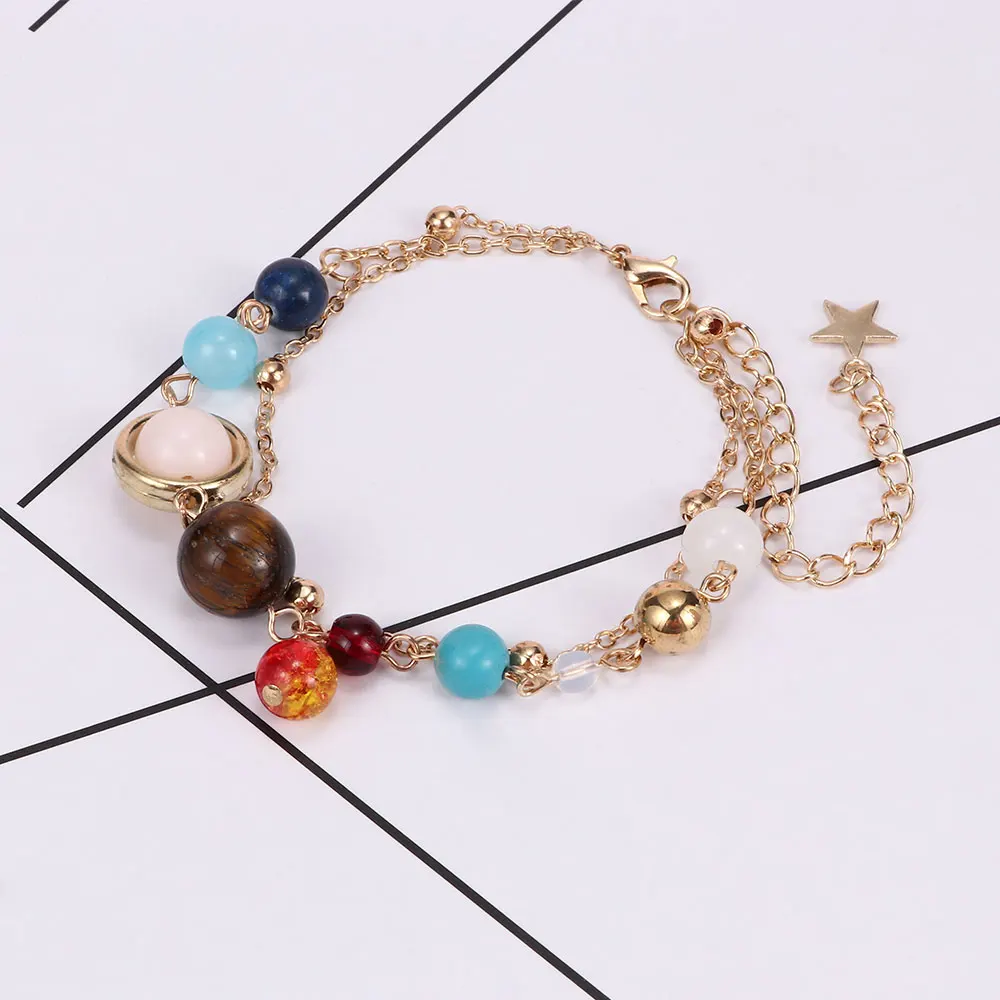Natural Stone Chain Bracelet Universe Eight Planets Solar System Beads Bracelet Star Bangle for Women Gift
Natural Stone Chain Bracelet Universe Eight Planets Solar System Beads Bracelet Star Bangle for Women Gift