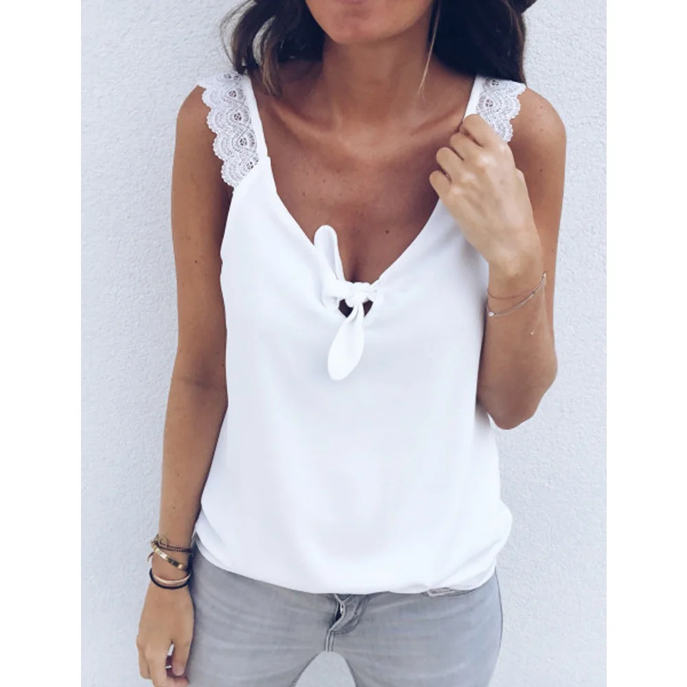 Tank Top Women Vest Sleeveless Knot V Neck Lace Festival Tees Tops Female Summer Camisole haut femme streetwear
Tank Top Women Vest Sleeveless Knot V Neck Lace Festival Tees Tops Female Summer Camisole haut femme streetwear