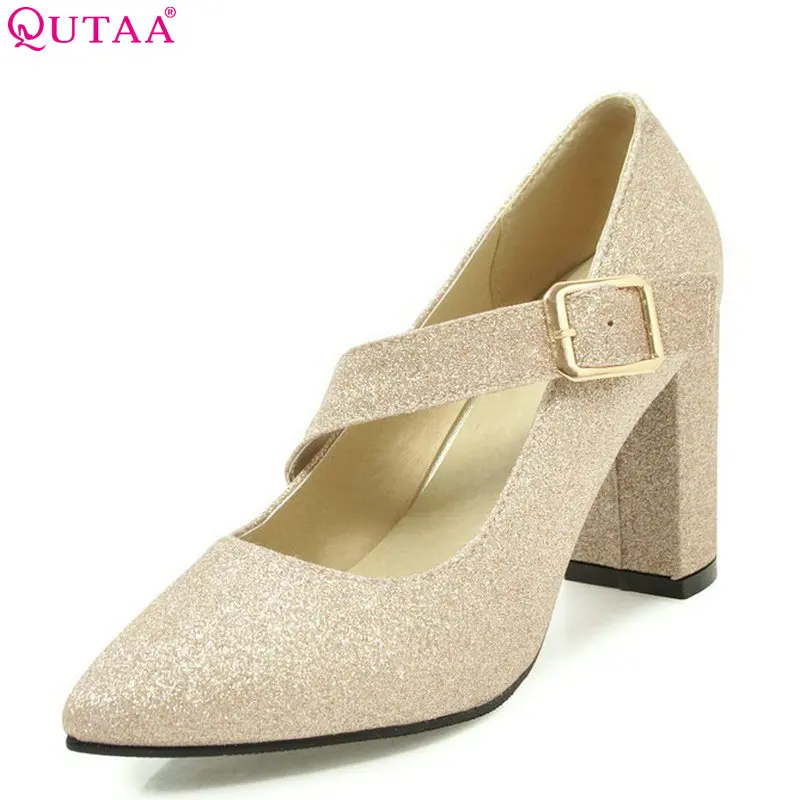 QUTAA 2018 Women Pumps Square High Heel Pointed Toe Women Shoes Pu Leather Bling Fashion Cauasl Ladies Pumps Size 34-43
QUTAA 2018 Women Pumps Square High Heel Pointed Toe Women Shoes Pu Leather Bling Fashion Cauasl Ladies Pumps Size 34-43