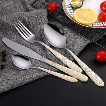 24pcs/ Stainless Steel Gold Plated Cutlery Set Dinnerware Tableware Silverware Dinner Fork Knife Drop Shipping
24pcs/ Stainless Steel Gold Plated Cutlery Set Dinnerware Tableware Silverware Dinner Fork Knife Drop Shipping