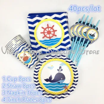 40pcs/lot Blue Striped Sea Navigation Theme Disposable Tableware Set Bithday Baby Shower Cup Plate Party Decoration Supplies
40pcs/lot Blue Striped Sea Navigation Theme Disposable Tableware Set Bithday Baby Shower Cup Plate Party Decoration Supplies