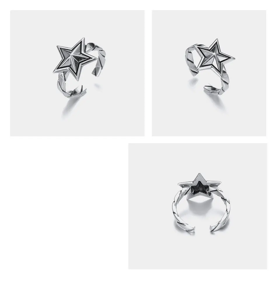 925-Sterling-Silver-Five-pointed-Star-Rings-Wedding-Engagement-Retro-Opening-Ring-Silver-Wholesale-2018-Fashion-T11