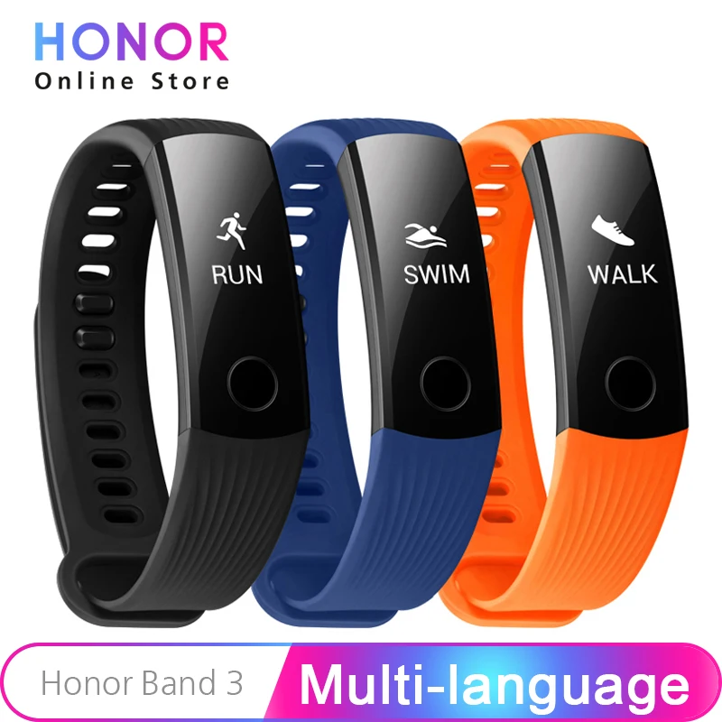 

Original Huawei Honor Band 3 Smart Bracelet Fitness Tracker 0.91" OLED Screen Touchpad Heart Rate Monitor Push Message Wristband
