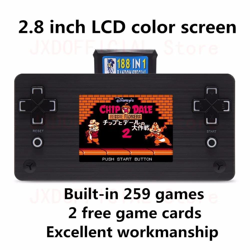 New 2.8 Inch Video Game Console Handheld Console Built-in 259 Games with 2 Game Card Support AVOUT rechargeable lithium battery
New 2.8 Inch Video Game Console Handheld Console Built-in 259 Games with 2 Game Card Support AVOUT rechargeable lithium battery