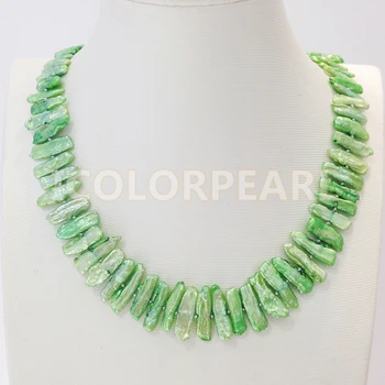 WEICOLOR 44-46cm Tooth Shaped (About 5x17mm) Green Natural Freshwater Pearl Necklace. Special Irregular Pearl Jewelry Gift!
WEICOLOR 44-46cm Tooth Shaped (About 5x17mm) Green Natural Freshwater Pearl Necklace. Special Irregular Pearl Jewelry Gift!