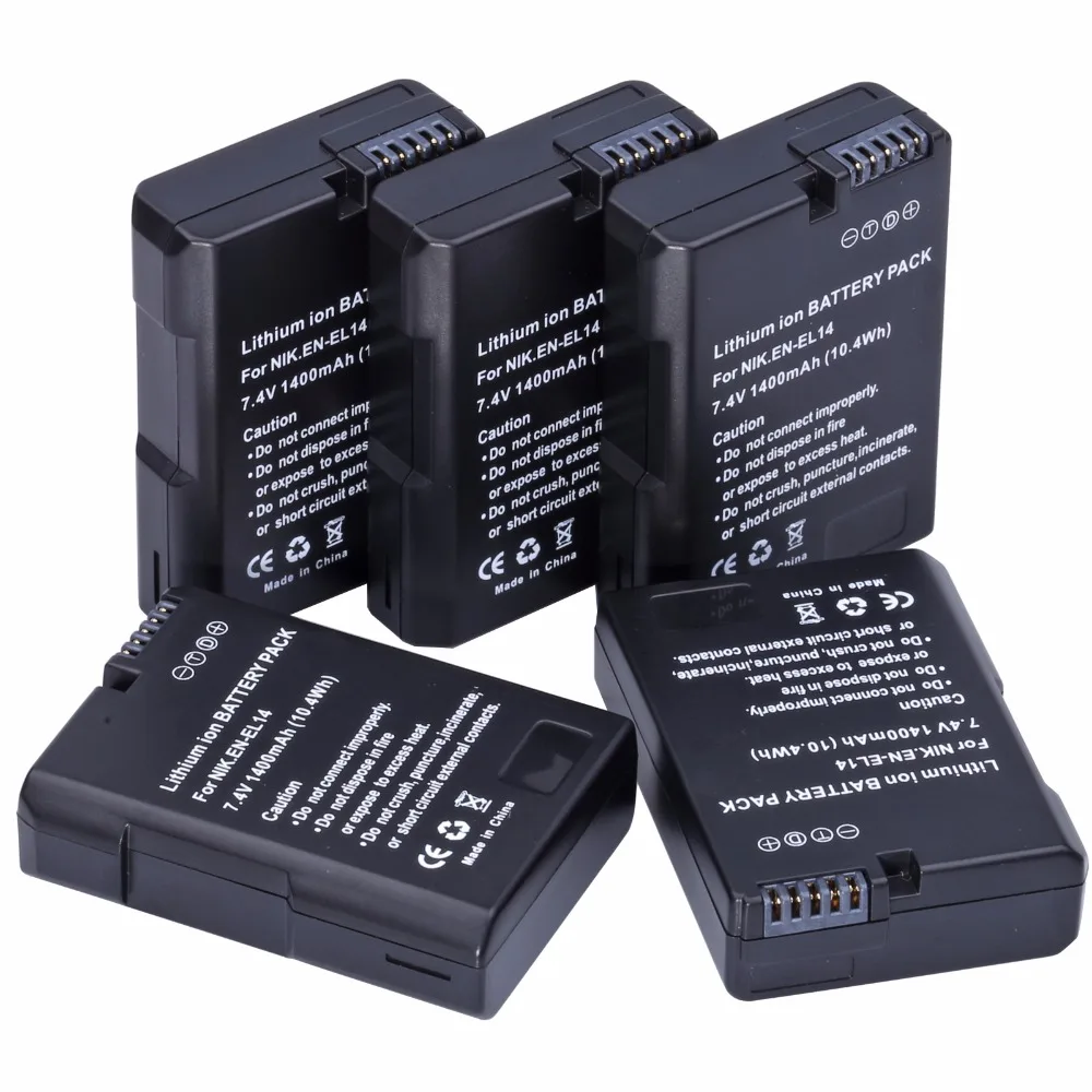 

5Pcs Probty EN-EL14 EN-EL14a EL14 Battery for NIKON DSLR D5300 D5200 D5100 D3300 D3200 D3100 P7800 P7700 P7100 P7000 Df Camera