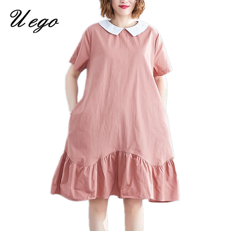 Lovely Peter pan Collar Sweet Girl's Dress Cotton Linen Short Sleeve Korea Design Preppy Style Dress Women Summer Casual Dress
Lovely Peter pan Collar Sweet Girl's Dress Cotton Linen Short Sleeve Korea Design Preppy Style Dress Women Summer Casual Dress