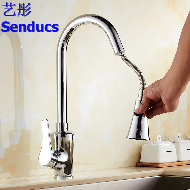 Free shipping Senducs pull out kitchen faucet with 360 degree rotation polished chrome kitchen sink faucet or black kitchen tap
Free shipping Senducs pull out kitchen faucet with 360 degree rotation polished chrome kitchen sink faucet or black kitchen tap