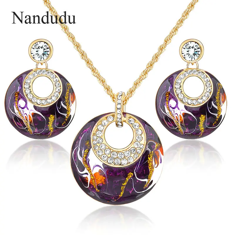 Nandudu Retro Vintage Purple Enamel Earrings Necklace Jewelry Set Fashion Female Jewelry Gift N943
Nandudu Retro Vintage Purple Enamel Earrings Necklace Jewelry Set Fashion Female Jewelry Gift N943