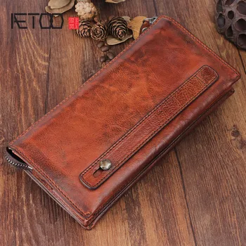 AETOO Original vintage leather multi-purpose handmade long wallet first layer of large leather handbag
AETOO Original vintage leather multi-purpose handmade long wallet first layer of large leather handbag