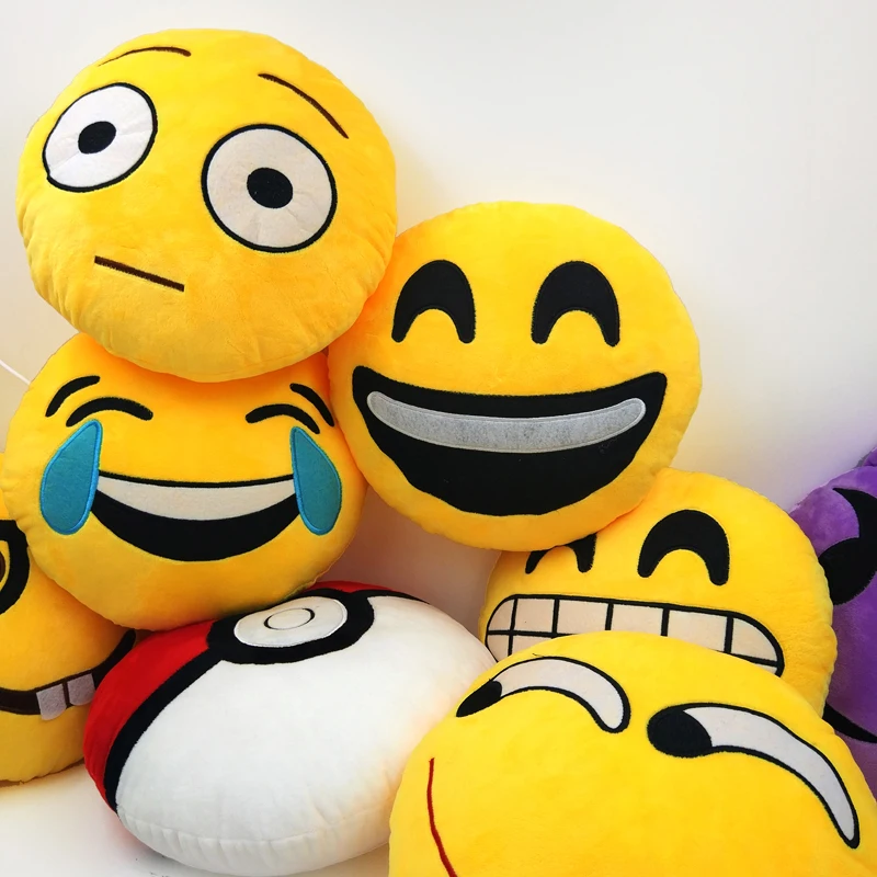 Image 18 Style Smiley Emoji pillow Yellow Round Sofa decorative pillow Stuffed Plush coussin cojines whatsapp emoji smiley face pillow