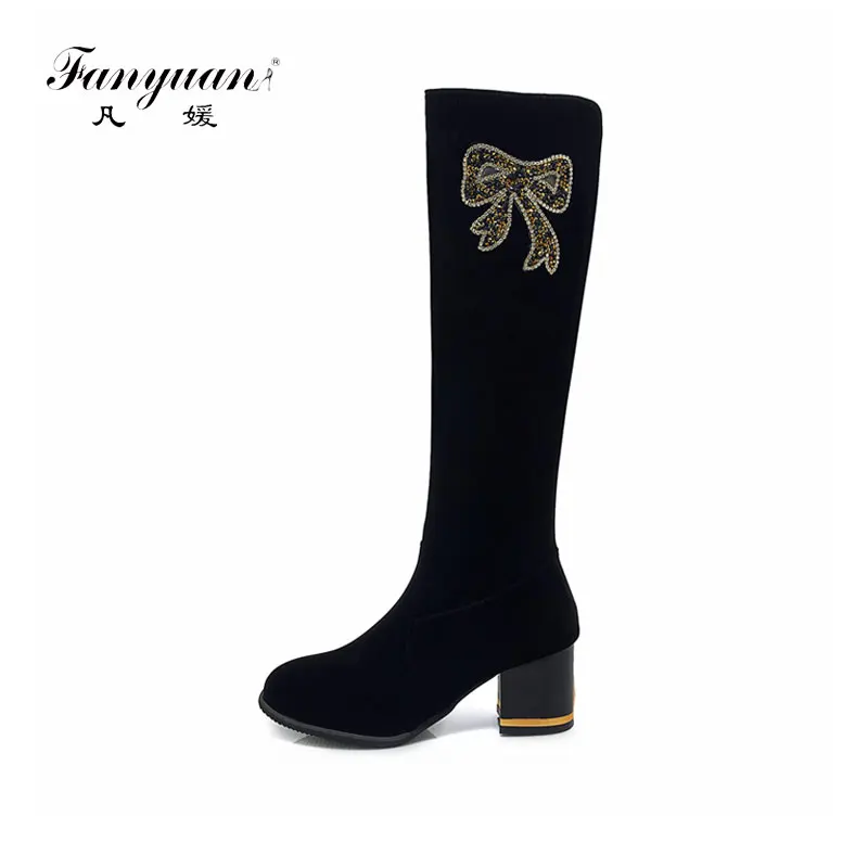 Fanyuan Female Crystal Butterfly-knot Knee-high Boots Women Zipper Winter Shoes Solid Hoof High Heel Knight boots Mujer Botas
Fanyuan Female Crystal Butterfly-knot Knee-high Boots Women Zipper Winter Shoes Solid Hoof High Heel Knight boots Mujer Botas