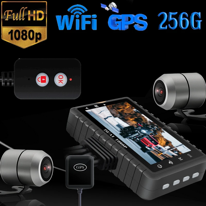 GPS WIFI FHD HD 1080P 256G 128G 64G Camera Motorcycle DVR Front Rear Dual Camera Driving Video Recorder Dash Cam Moto Bike Night
GPS WIFI FHD HD 1080P 256G 128G 64G Camera Motorcycle DVR Front Rear Dual Camera Driving Video Recorder Dash Cam Moto Bike Night