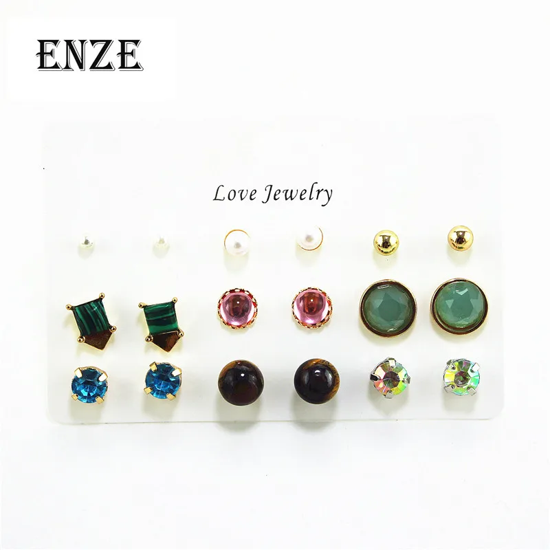 ENZE new fashion 9 pairs / set of mixed set earrings round imitation pearl color green wood jewelry accessories wholesale
ENZE new fashion 9 pairs / set of mixed set earrings round imitation pearl color green wood jewelry accessories wholesale