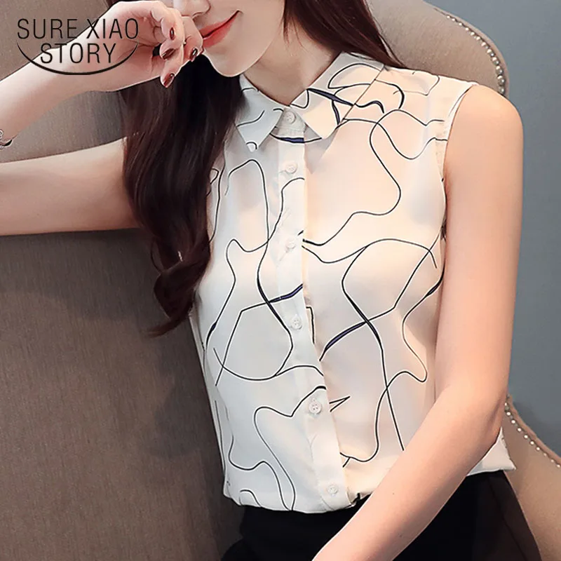 Summer fashion women blouse 2019 short shirts lapel Sleeveless ladies top Temperament thin women shirt Office Lady short 3391 50
Summer fashion women blouse 2019 short shirts lapel Sleeveless ladies top Temperament thin women shirt Office Lady short 3391 50