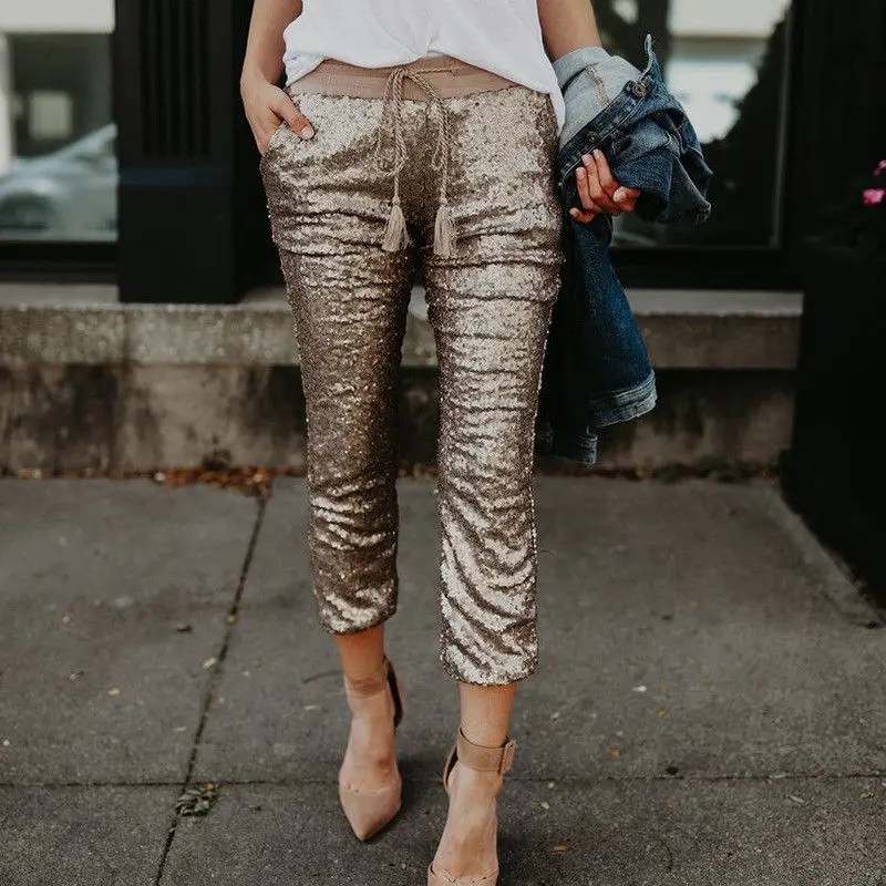 Fashion Women Sequins Trousers Sexy Shiny Sequin Party Long Jeggings High Waisted Sweatpants Casual Ladies 2018 New Pants
Fashion Women Sequins Trousers Sexy Shiny Sequin Party Long Jeggings High Waisted Sweatpants Casual Ladies 2018 New Pants