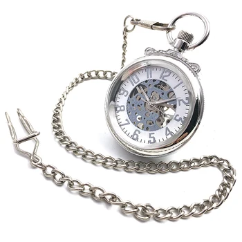 CAIFU Brand Open Face Silver Tone Skeleton Steampunk Arabic Number Dial Hand Wind Mechanical Mens Pocket Watch Reloj De Bolsillo
CAIFU Brand Open Face Silver Tone Skeleton Steampunk Arabic Number Dial Hand Wind Mechanical Mens Pocket Watch Reloj De Bolsillo