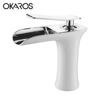 OKAROS Bathroom Basin Faucet Waterfall Faucet White Baked Paint Faucet Chrome Finish Hot Water Vessel Sink Mixer Tap Torneira
OKAROS Bathroom Basin Faucet Waterfall Faucet White Baked Paint Faucet Chrome Finish Hot Water Vessel Sink Mixer Tap Torneira