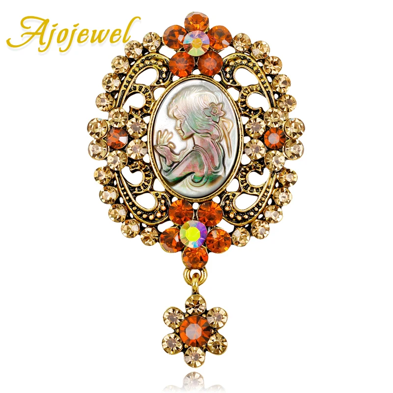 Ajojewel Antique Gold Color Cameo Broches Chics Rhinestone Flower Brooches For Women Natural Shell Maiden Jewellery Gifts
Ajojewel Antique Gold Color Cameo Broches Chics Rhinestone Flower Brooches For Women Natural Shell Maiden Jewellery Gifts