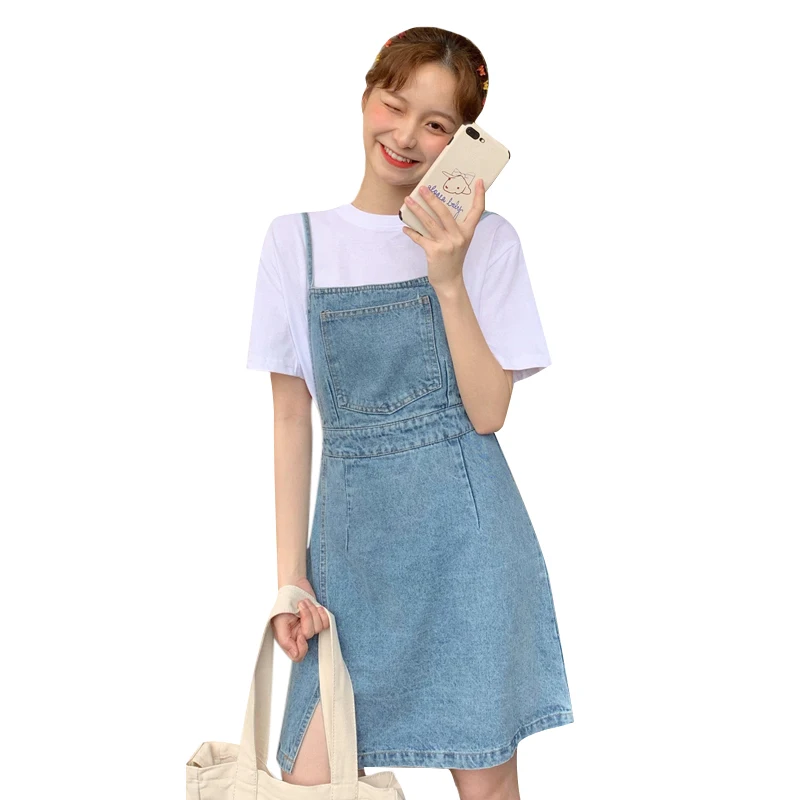 Summer Spaghetti Strap Blue Denim Dress Women High waist Suspender Backless Sundress Preppy Style Vintage A-line Mini Jean Dress
Summer Spaghetti Strap Blue Denim Dress Women High waist Suspender Backless Sundress Preppy Style Vintage A-line Mini Jean Dress