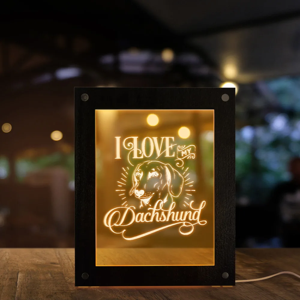 I Love My Dachshund Personalised Quote Light Up Picture Frame Illuminated 3D Framed Sausage Dog Light Wiener Dog Sleepy Light
I Love My Dachshund Personalised Quote Light Up Picture Frame Illuminated 3D Framed Sausage Dog Light Wiener Dog Sleepy Light