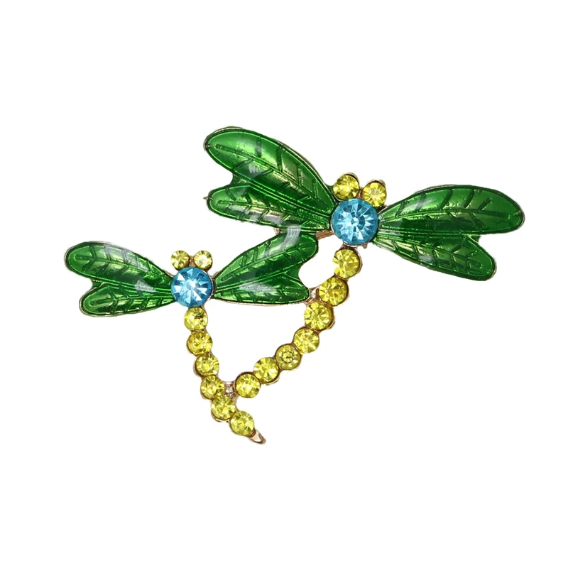 Фото OneckOha Rhinestone Dragonfly Brooches Enameled Green Animal Pin Hot Selling Jewelry Brooch | Украшения и аксессуары