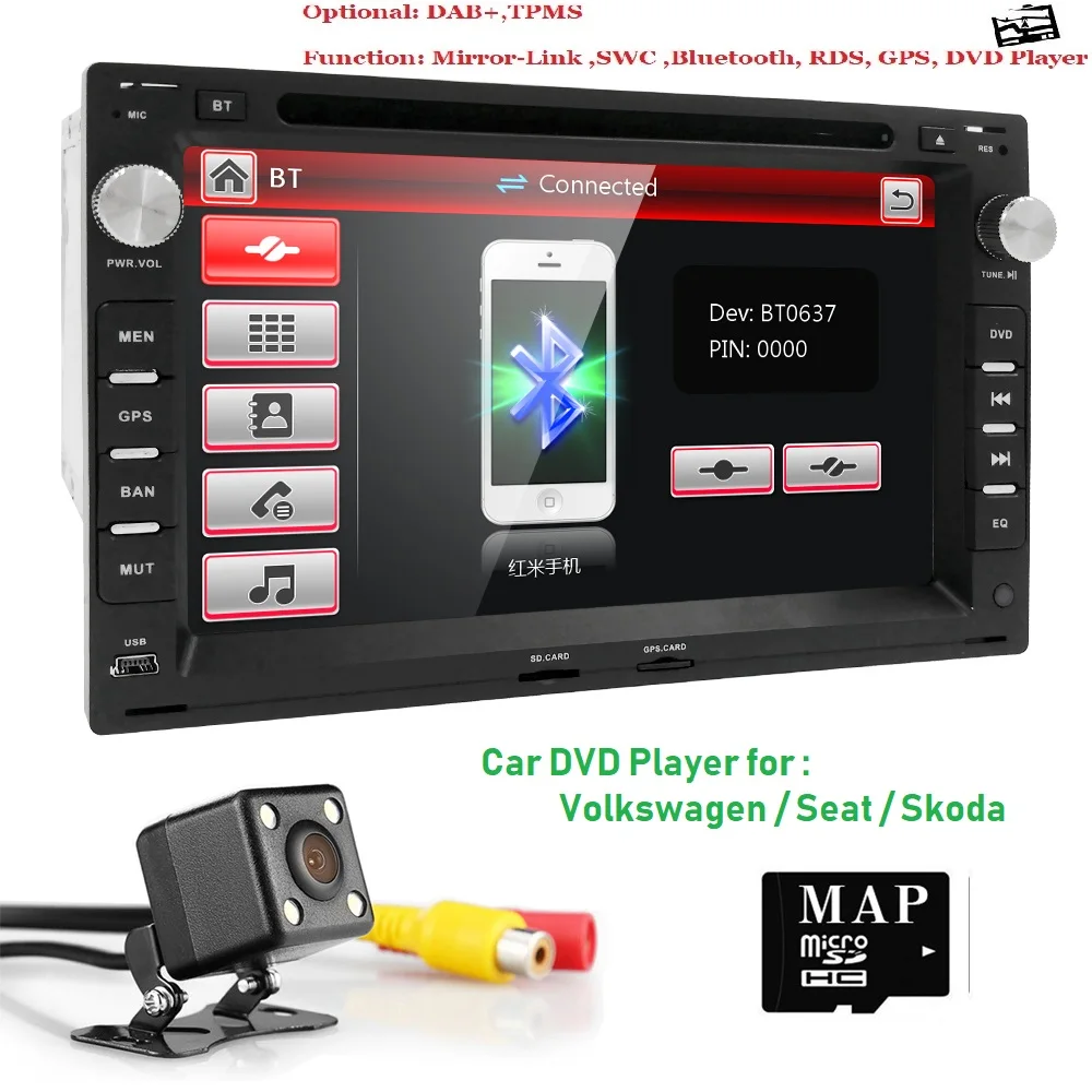 2DIN 7"Touch Screen Car DVD Player for VW Golf 4 T4 Passat B5 with RDS GPS Bluetooth Radio Canbus SD USB Free Camera 8GB Map DTV |