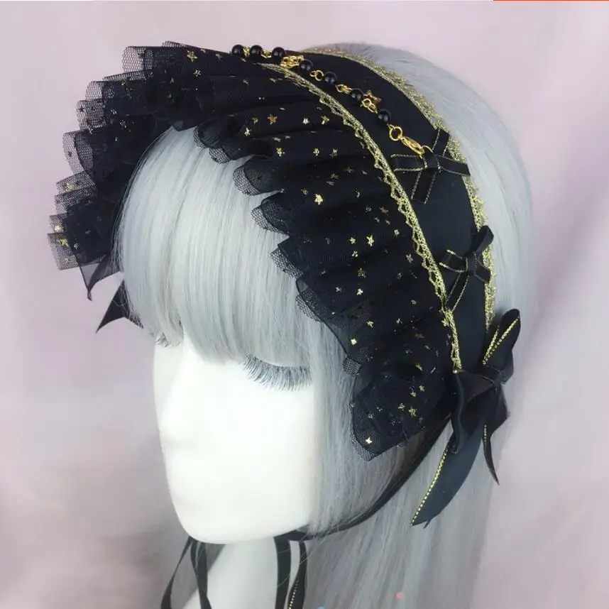 Japanese Gothic Dark Girls Cross Starry sky Headband Lolita Bonnet Lace Bow Headwear Cosplay Punk Hair band Black Accessories
Japanese Gothic Dark Girls Cross Starry sky Headband Lolita Bonnet Lace Bow Headwear Cosplay Punk Hair band Black Accessories