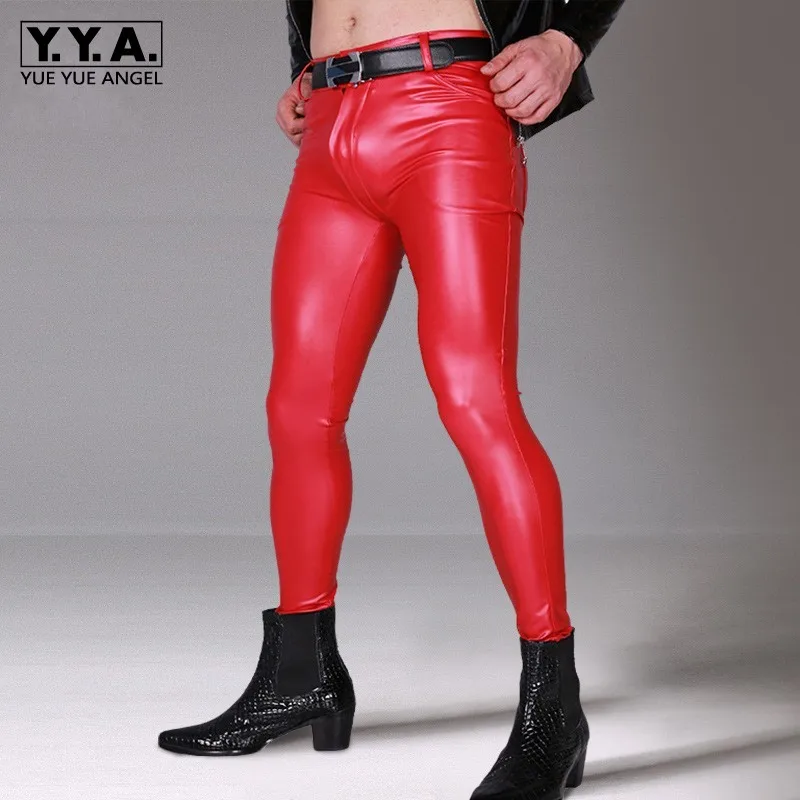 Fashion Bright Pu Leather Elastic Skinny Pencil Pants Men Long Motorcycle Trousers Joggers Punk Stage Show Faux Leather Pants
Fashion Bright Pu Leather Elastic Skinny Pencil Pants Men Long Motorcycle Trousers Joggers Punk Stage Show Faux Leather Pants