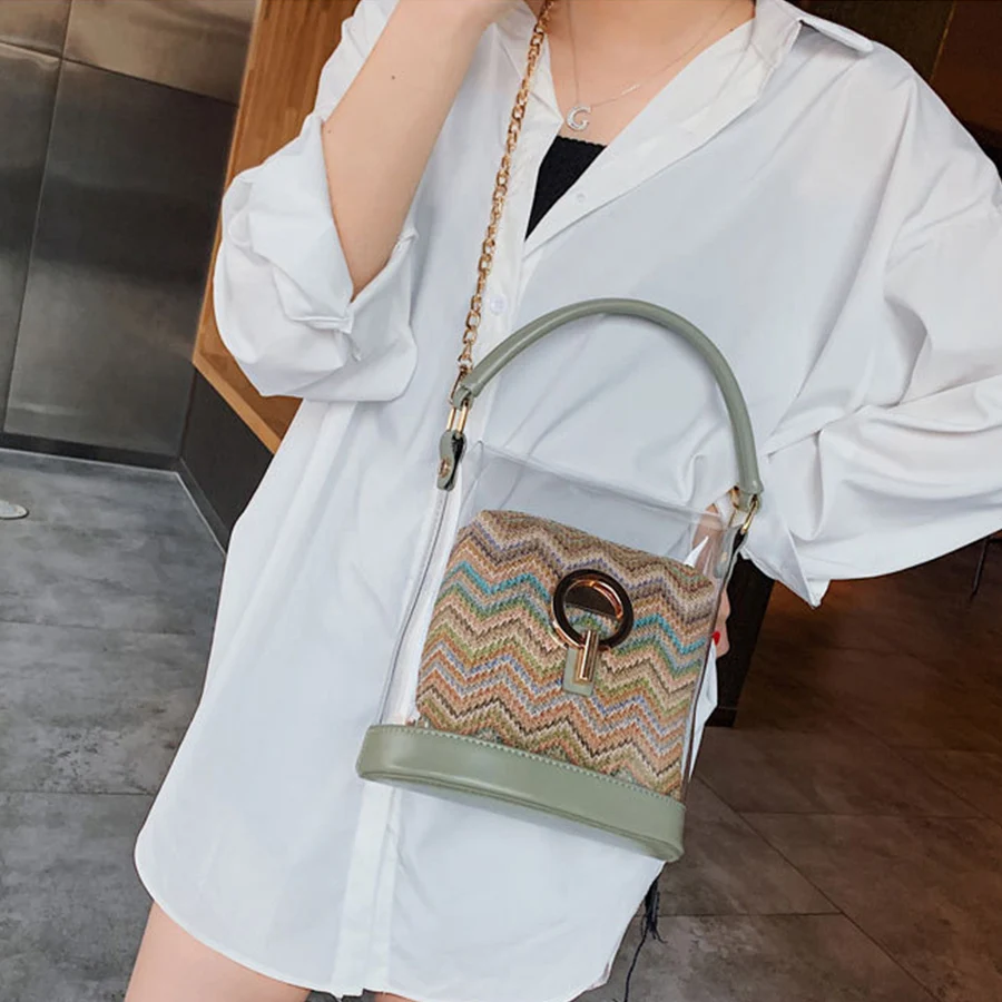 Clear Transparent PVC Shoulder Bags Women Composite Bag Straw Jelly Bags Purse Striped Handbags sac a main femme Crossbody Bag
Clear Transparent PVC Shoulder Bags Women Composite Bag Straw Jelly Bags Purse Striped Handbags sac a main femme Crossbody Bag
