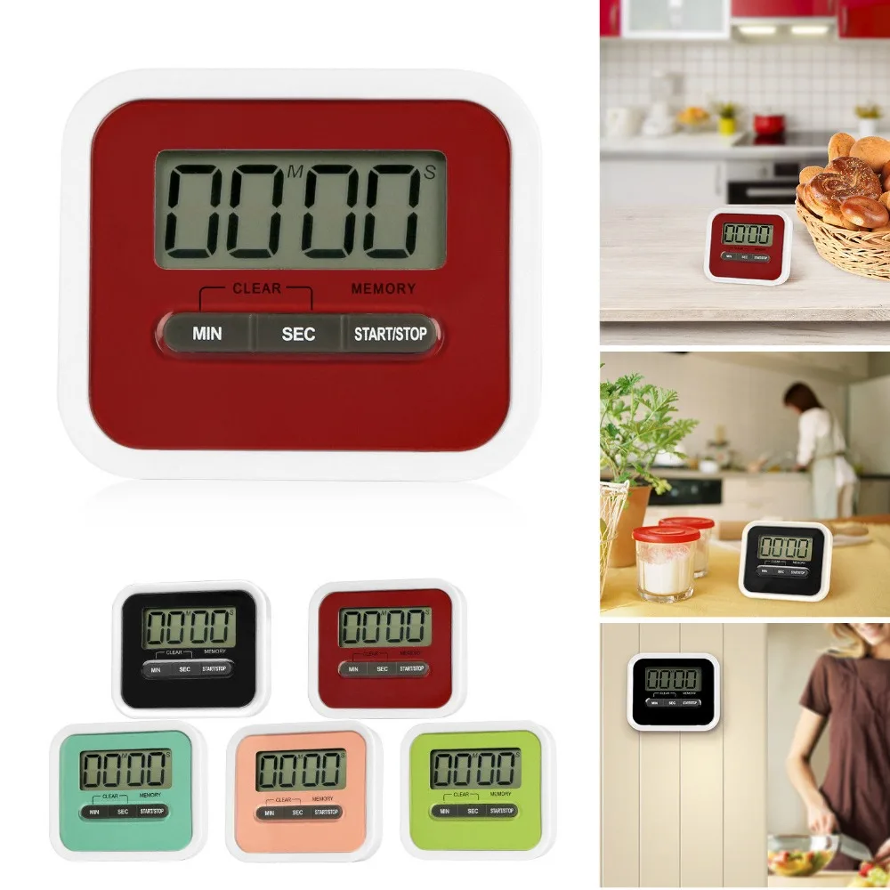 1pcs 5 Colors LCD Digital Screen Kitchen Timer Loud Cooking Count Up Countdown Alarm Magnet Clock Temporizador Super Thin Square
1pcs 5 Colors LCD Digital Screen Kitchen Timer Loud Cooking Count Up Countdown Alarm Magnet Clock Temporizador Super Thin Square