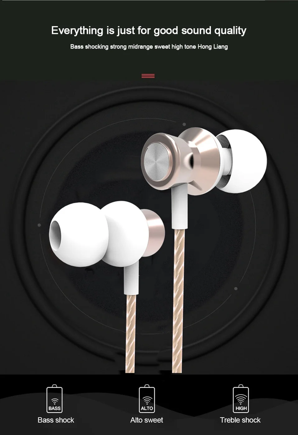 Icoque Wired Earphone Hifi Bass Stereo Headphones In-ear with Mic for Samsung Xiaomi iPhone Sony MP3 Computer PC 3.5mm Earphones (3)