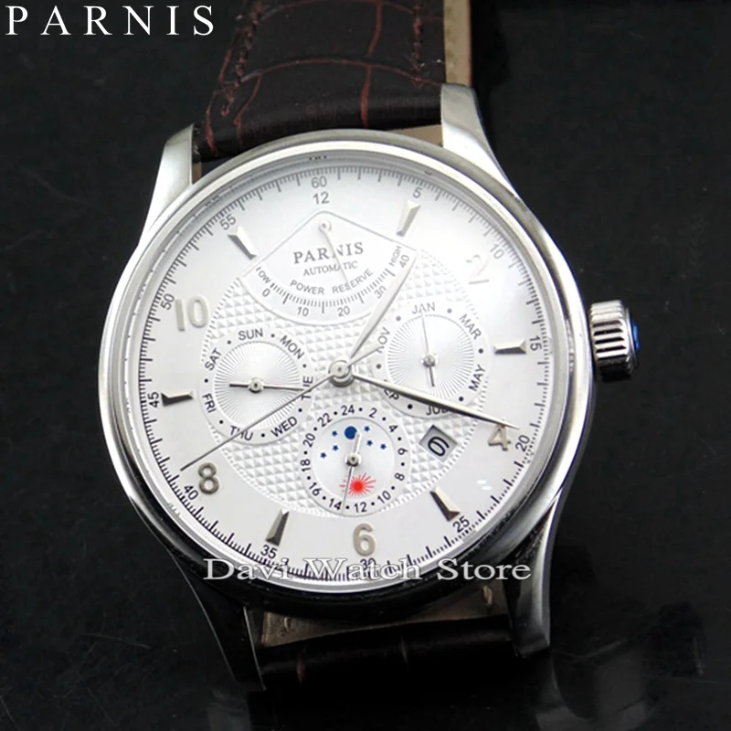 Parnis 42mm white dial Stainless steel case Miyota 9100 Automatic mens wrist Watch
Parnis 42mm white dial Stainless steel case Miyota 9100 Automatic mens wrist Watch