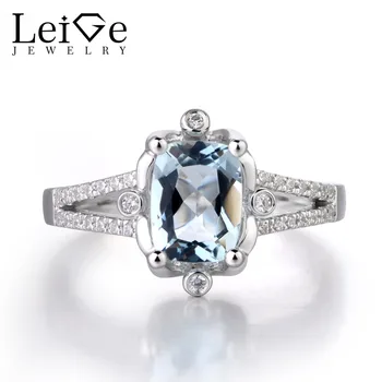 Leige Jewelry Natural Aquamarine March Birthstone 925 Sterling Silver Cushion Cut Engagement Rings For Woman
Leige Jewelry Natural Aquamarine March Birthstone 925 Sterling Silver Cushion Cut Engagement Rings For Woman