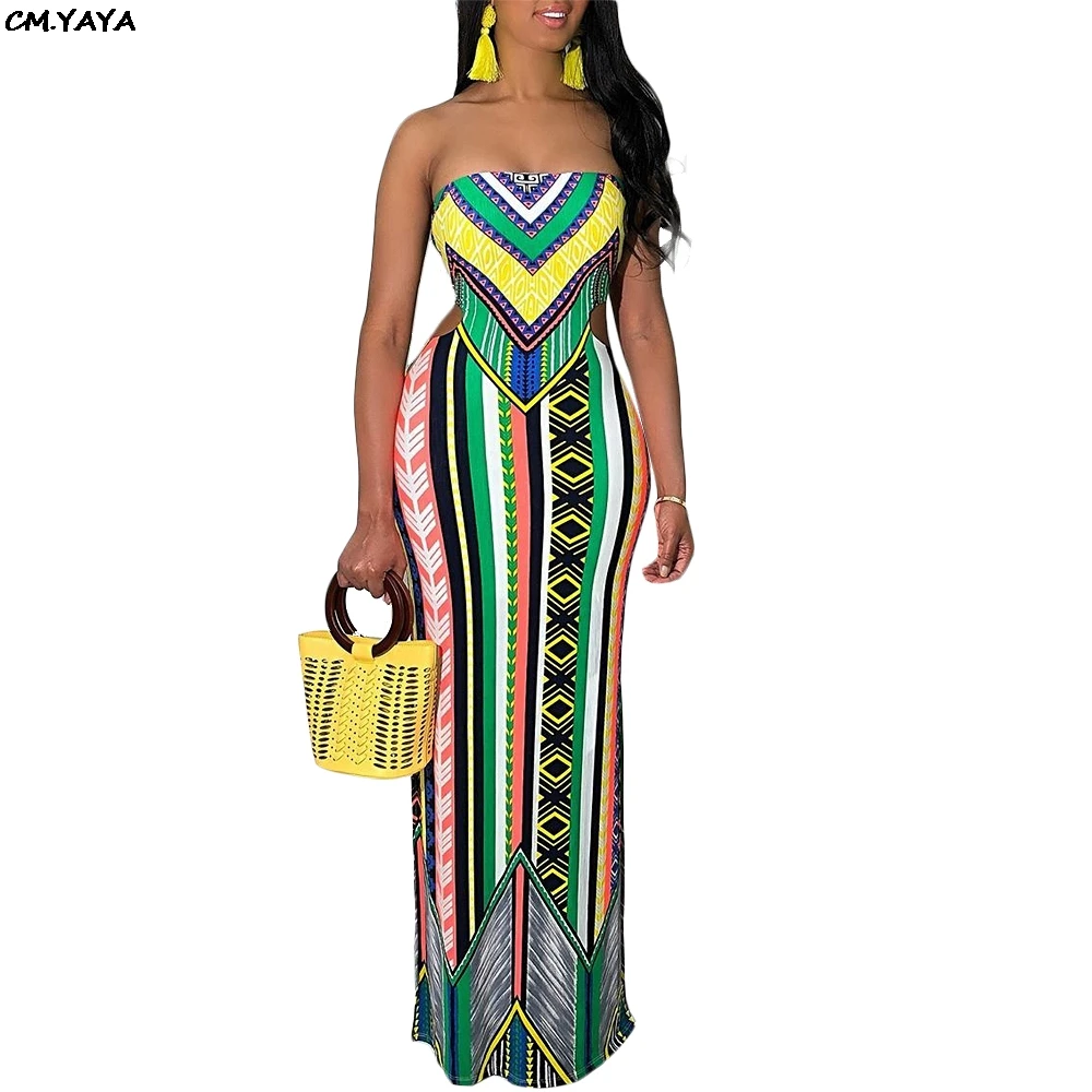 2019 new summer women strapless colorful stripes bohemian print long sexy dress casual active long dresses vestidos 2color S3506
2019 new summer women strapless colorful stripes bohemian print long sexy dress casual active long dresses vestidos 2color S3506