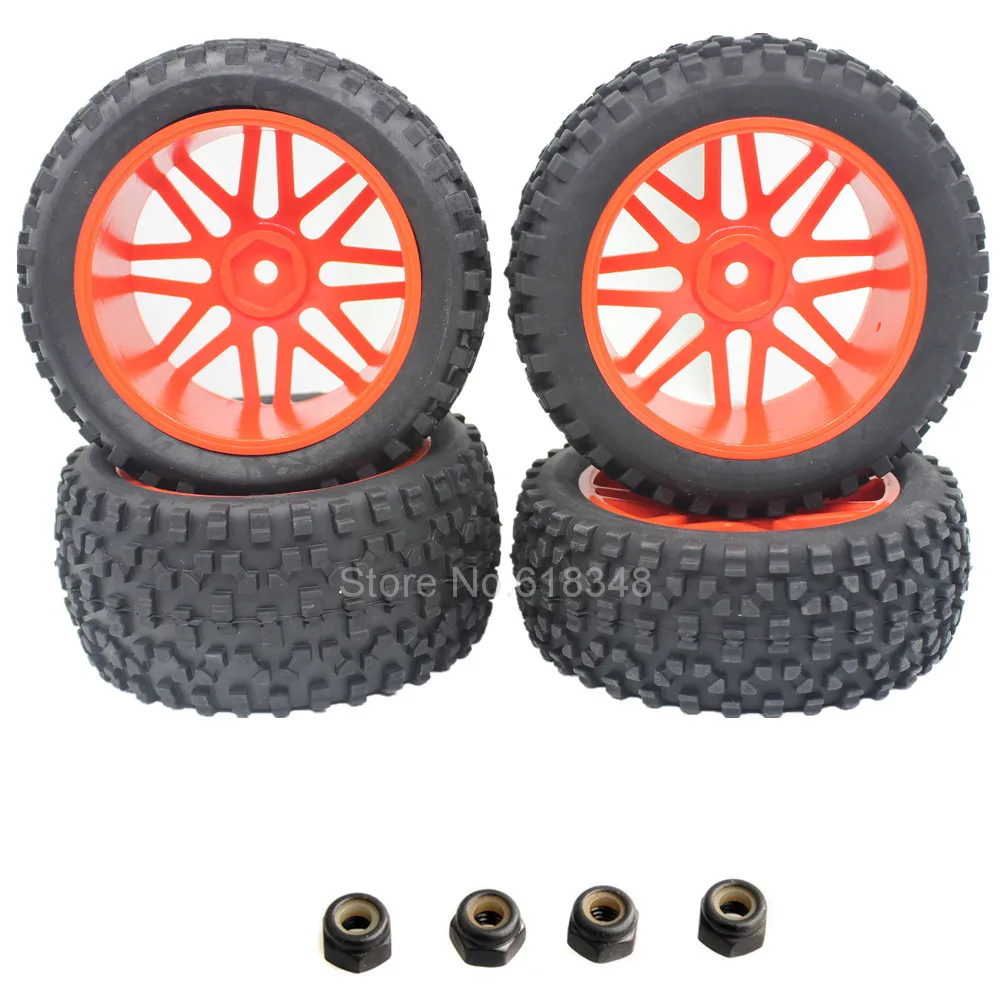 Image 4Pcs Rubber 1 10 Buggy Tires Front   Rear Insert Sponge   Wheel Hex 12mm For RC 1 10 Off Road Buggy Warhead Model Car 2WD 4WD