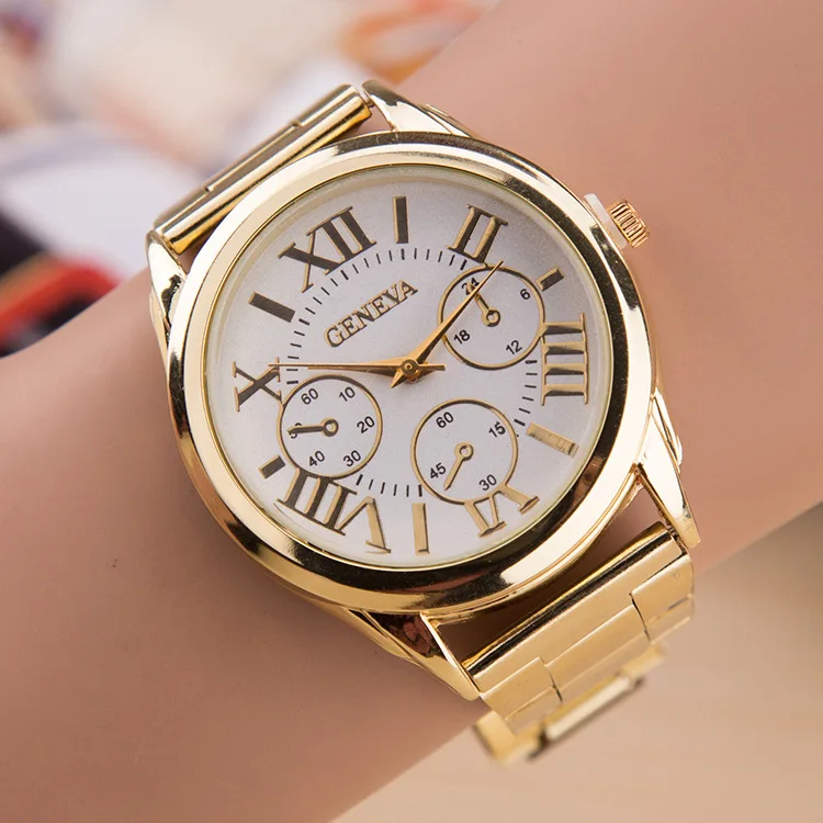 

Top New Brand 3 Eyes Gold Geneva Casual Quartz Watch Women Stainless Steel Dress Watches Relogio Feminino Ladies Clock Hot Sale