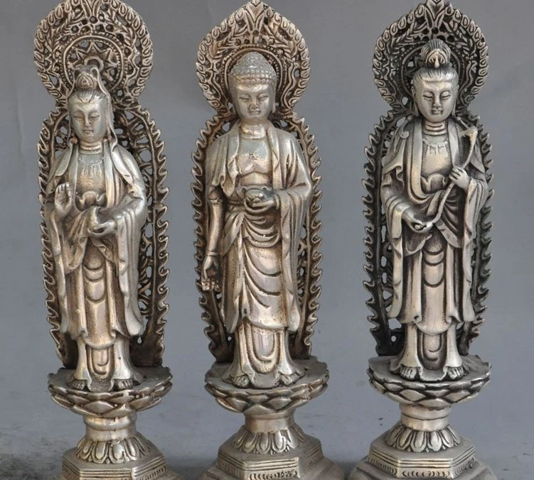 tibet buddhism silver Western 3 buddha sakyamuni Kwan-Yin GuanYin goddess statue
tibet buddhism silver Western 3 buddha sakyamuni Kwan-Yin GuanYin goddess statue