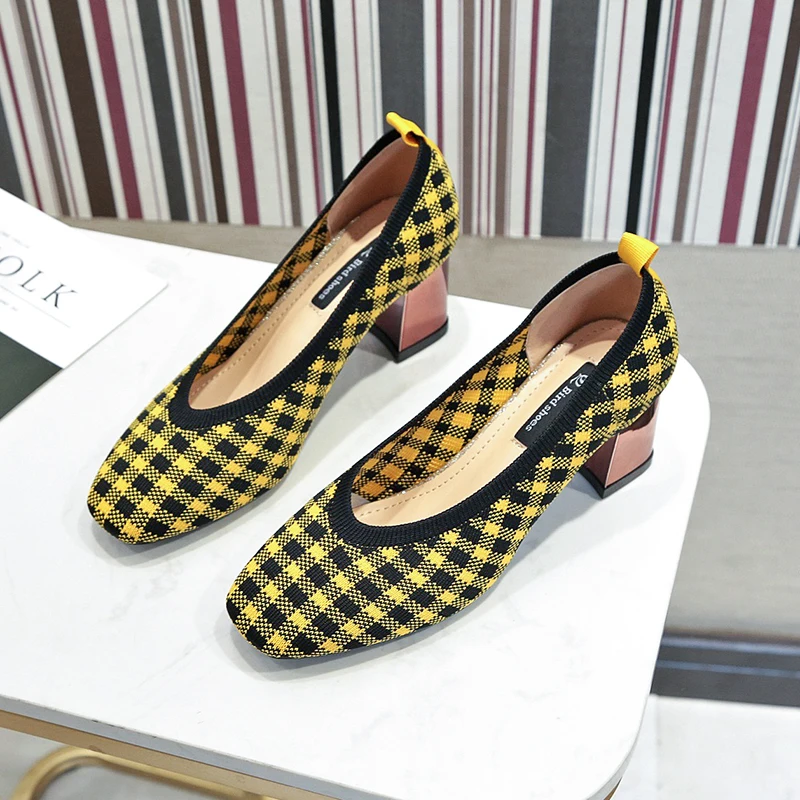 Brand High Heels Women Shoes 2019 Spring Female Shoes Shallow Square Toe Gingham Plaid Female Work Pumps Chaussures Femme ete
Brand High Heels Women Shoes 2019 Spring Female Shoes Shallow Square Toe Gingham Plaid Female Work Pumps Chaussures Femme ete