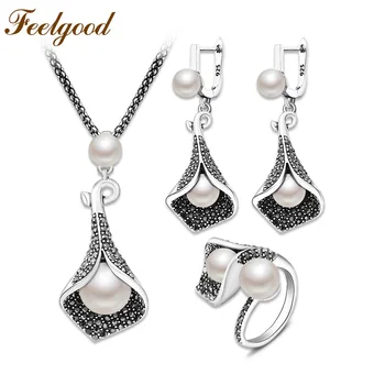 Feelgood Vintage Silver Color bijouterie Calla Lily Flower Jewelry Sets With Rhinestone And Imitation Pearl For Women Party Gift
Feelgood Vintage Silver Color bijouterie Calla Lily Flower Jewelry Sets With Rhinestone And Imitation Pearl For Women Party Gift