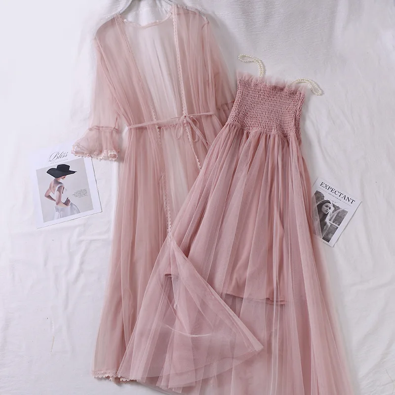 2PCS Women Flare Sleeve Pearl Bead Strap A-line Pleated Ruffles Dress New Vintage Elastic Slim Mesh Gauze Tulle Party Midi Dress
2PCS Women Flare Sleeve Pearl Bead Strap A-line Pleated Ruffles Dress New Vintage Elastic Slim Mesh Gauze Tulle Party Midi Dress
