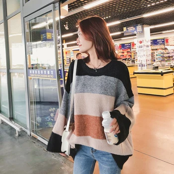 2020 Autumn And Winter New Women's Long Sweater Loose Slim Fashion Sweater Striped Casual Warm Knitted Sweater LQ035
2020 Autumn And Winter New Women's Long Sweater Loose Slim Fashion Sweater Striped Casual Warm Knitted Sweater LQ035