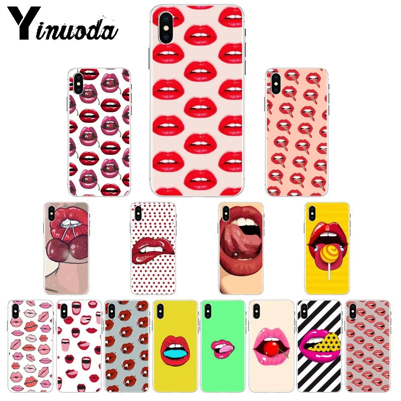 

Yinuoda Sexy Girl red Lips Kiss Newly Arrived Cell Phone Case for Apple iPhone 8 7 6 6S Plus X XS MAX 5 5S SE XR Mobile Cover