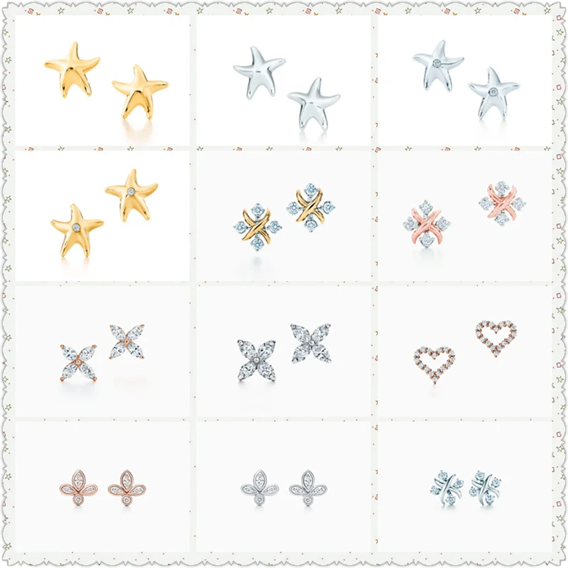SHINETUNG TIFF Original 100% S925 Sterling Silver Starfish Heart-Shape Flower Type Trendy Earrings Women Logo High-End Jewelry
SHINETUNG TIFF Original 100% S925 Sterling Silver Starfish Heart-Shape Flower Type Trendy Earrings Women Logo High-End Jewelry